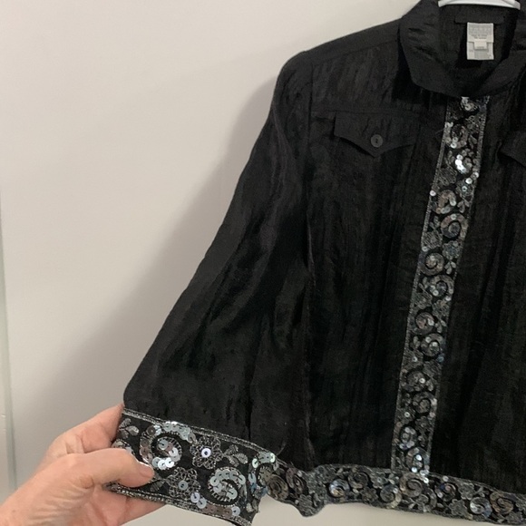 Alain Weiz Couture jacket with Sequin borders in good condition, Sz 14** - Picture 3 of 10